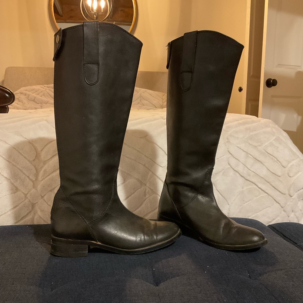 Black Genuine Leather Riding Boots | Size 8.5 - Picture 3 of 8